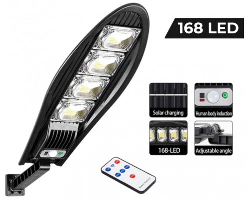 Foco Solar LED 168 Exterior + Sensor Movimiento + Control Remoto