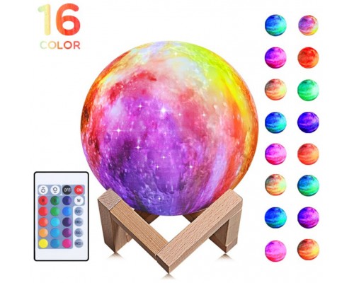 Lámpara LED Altavoz 3D Luna 16 Colores