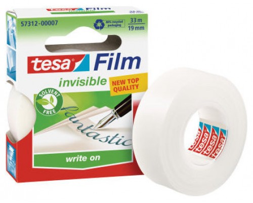 Pack de 10. CINTA ADHESIVA ECOLOGICA APTA PARA ESCRITURA 19MM.X33M. TRANSPARENTE TESA 57312-00008-08 [min10]