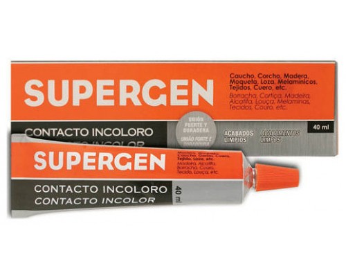 Pack de 24. ADHESIVO DE CONTACTO INCOLORO EN TUBO TIPO CLASICO 40ML. SUPERGEN 62601-00000-04 [min24]