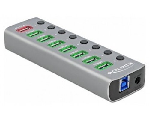 Delock Concentrador USB 3.2 7 puertos + 1 rápido