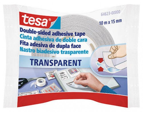 Pack de 12. CINTA DE DOBLE CARA ESPECIAL PARA MANUALIDADES 15MM.X10M. TRANSPARENTE TESA 64623-00000-00 [min12]