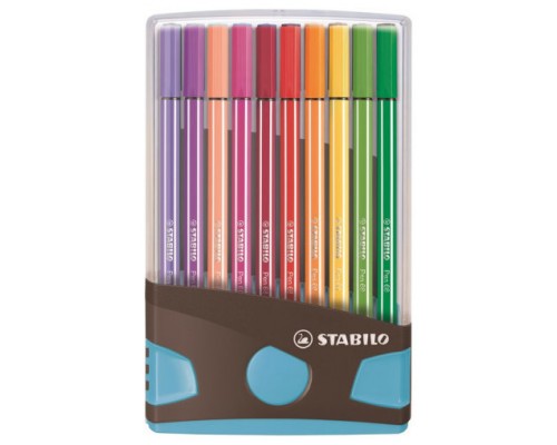 CAJA 20 ROTULADORES PEN 68 COLORPARADE PUNTA 1 MM ANTRACITA/AZUL STABILO 6820-04-04