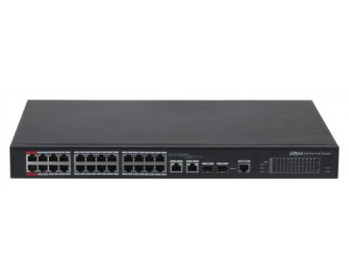 DAHUA - DH-PFS4226-24ET-360-V3 - SWITCH HI-POE 24 PUERTOS 10/100 + 2 COMBO GIGABIT/SFP UPLINK 360W 802.3AT 2 MANEJABLE LAYER 2