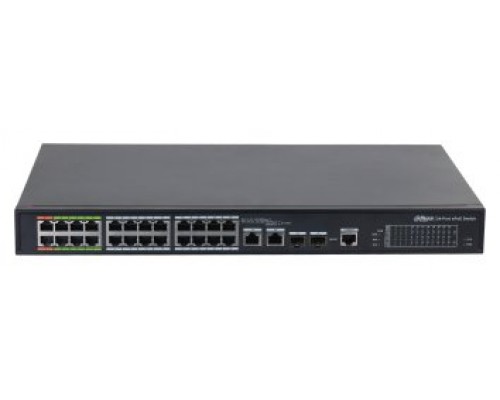 DAHUA - DH-LR2226-24ET-360-V2 - SWITCH EPOE 24 PUERTOS 10/100 8 EPOE/EOC + 16 POE - + 2 UPLINK COMBO GIGABIT/SFP 802.3AT 360W MANEJABLE LAYER 2 - MODO EPOE 800M