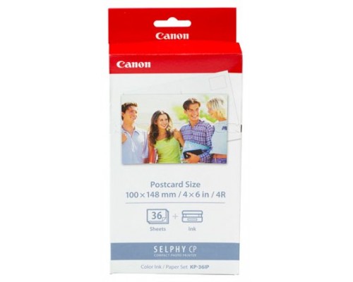 Papel foto canon selphy kp - 36ip 10x15 + tinta 36 hojas series cp