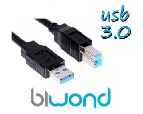 CABLE USB 3.0 - 1.8M BIWOND, TIPO A/M-B/M, NEGRO