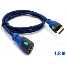 Cable HDMI Mallado v.1.4 M/H 30AWG Azul/Negro 1.8m BIWOND