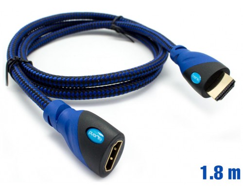 Cable HDMI Mallado v.1.4 M/H 30AWG Azul/Negro 1.8m BIWOND