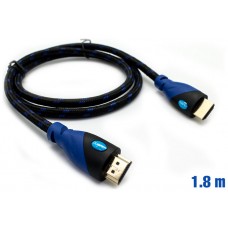 Cable HDMI Mallado v.1.4 M/M 30AWG Azul/Negro 1.8m BIWOND