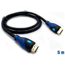 Cable HDMI Mallado v.1.4 M/M 30AWG Azul/Negro 5m BIWOND