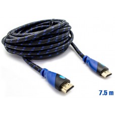 Cable HDMI Mallado v.1.4 M/M 30AWG Azul/Negro 7.5m BIWOND