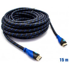 Cable HDMI Mallado v.1.4 M/M 26AWG Azul/Negro 15m BIWOND