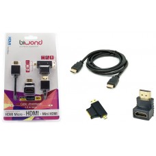 Cable HDMI 1.5M + Adaptadores Micro/Mini HDMI BIWOND