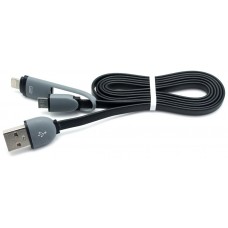 Cable Plano USB a Micro USB + Lightning Negro