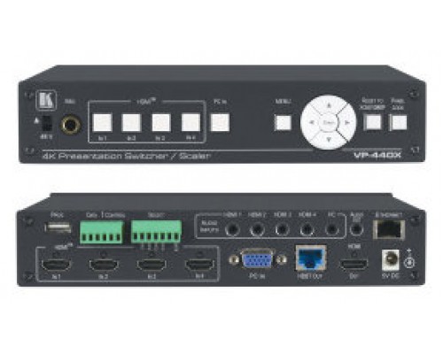 KRAMER VP-440X 18G 4K PRESENTATION SWITCHER/SCALER WITH HDBASET & HDMI SIMULTANEOUS OUTPUTS