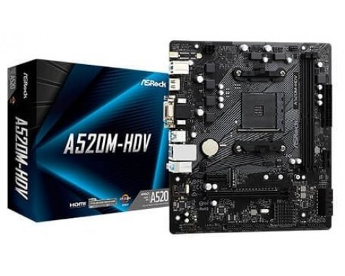 #PLACA ASROCK A520M-HDV,AMD,AM4,A520,2DDR4,MATX