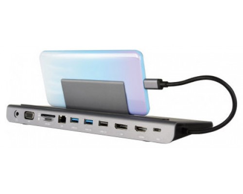 KRAMER KDOCK-4 USB-C HUB MULTIPORT ADAPTER 2 USB 3.0, 1USB 2.0, 1 ETHERNET, SD, UNBALANCED STEREO OUTPUT:4K@30 HDMI ,4K@30 DP,VGA (91-00015999)