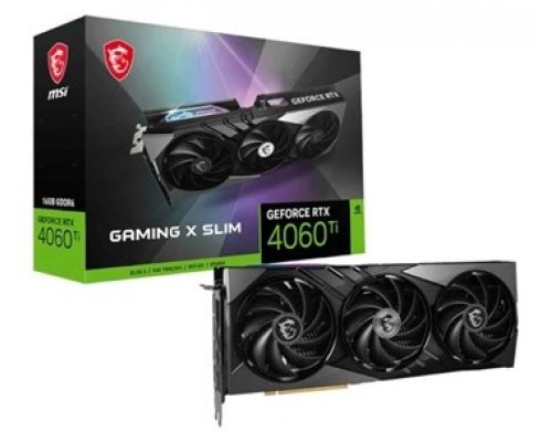 VGA MSI RTX 4060 TI GAMING X SLIM 16G,NV,RTX4060TI,GDDR6,16GB,128BIT,HDMI+3DP (3 VENTILADORES)