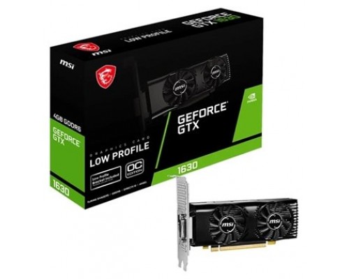 VGA MSI GTX 1630 4GT LP OC,NV,GTX1630,4GB,GDDR6,64BIT,DVI+HDMI+DP,2 VENTILADORES