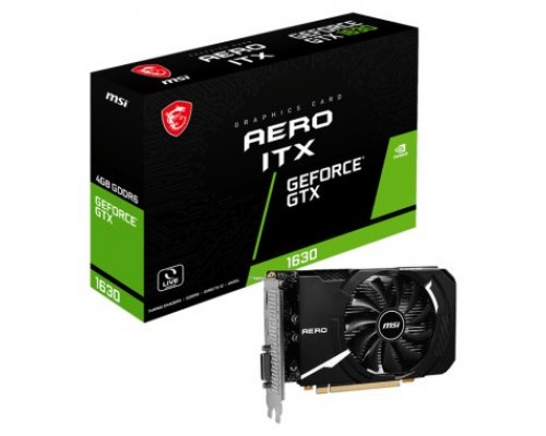 VGA MSI GTX 1630 AERO ITX 4G,NV,GTX1630,4GB,GDDR6,64BIT,DVI+HDMI+DP,1 VENTILADOR