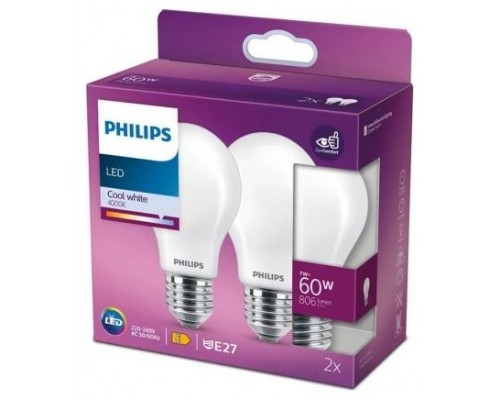 BOMBILLA PHILIPS LEDCL 60W A60 CW 2U