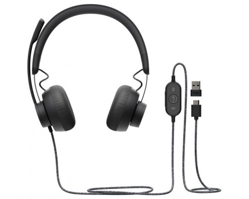 HEADSET LOGITECH ZONE WIRED TEAMS USB-A USB-C GRAPHITE P/N:981-000870