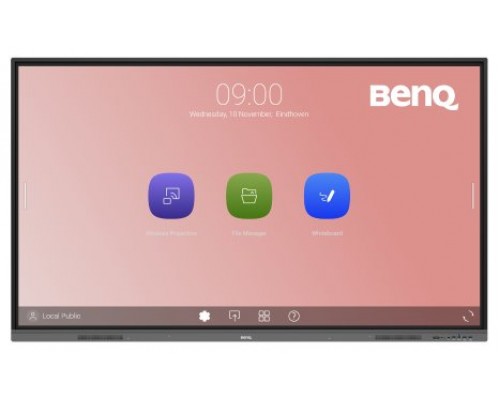 BenQ RE7503 Panel plano interactivo 190,5 cm (75") LED 400 cd / m² 4K Ultra HD Negro Pantalla táctil Procesador incorporado Android 11 18/7