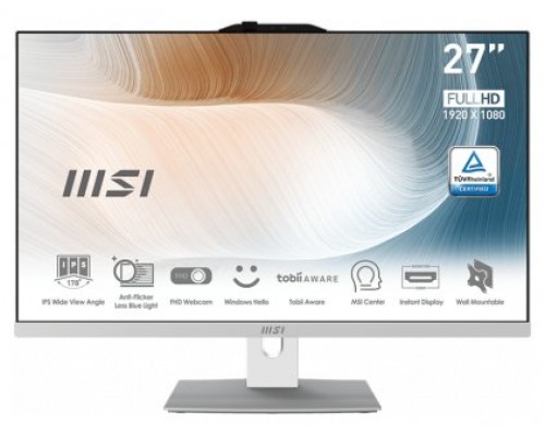 MSI Modern AM272P 12M-461EU Intel® Core™ i7 68,6 cm (27") 1920 x 1080 Pixeles 16 GB DDR4-SDRAM 512 GB SSD PC todo en uno Windows 11 Home Blanco