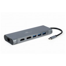 ADAPTADOR MULTIPUERTO GEMBIRD USBC 8EN1 HUB3.0,HDMI,DP,VGA, PD,LECTOR,LAN,AUDIO