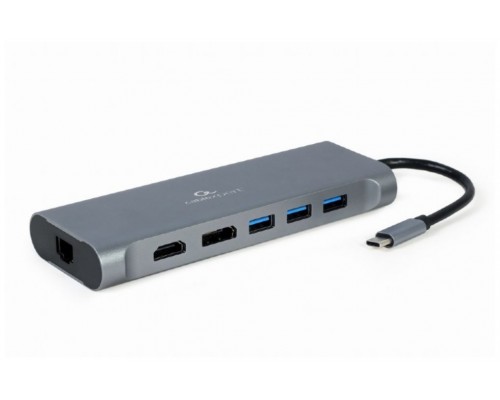 ADAPTADOR MULTIPUERTO GEMBIRD USBC 8EN1 HUB3.0,HDMI,DP,VGA, PD,LECTOR,LAN,AUDIO