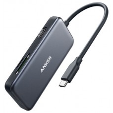 HUB USB ANKER TIPO C A 2x USB 3.0 1x HDMI 1x SD+ microSD NEGRO