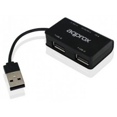 approx APPHT8B Hub 3 usb 2.0+Lec.SD/MicroSD Negro