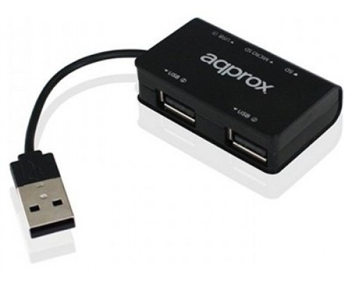 approx APPHT8B Hub 3 usb 2.0+Lec.SD/MicroSD Negro