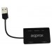 approx APPHT8B Hub 3 usb 2.0+Lec.SD/MicroSD Negro