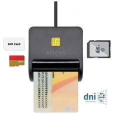 AISENS LECTOR DE TARJETA DNI SIM SD Micro SD MMC RS-MMC MMC Micro NEGRO