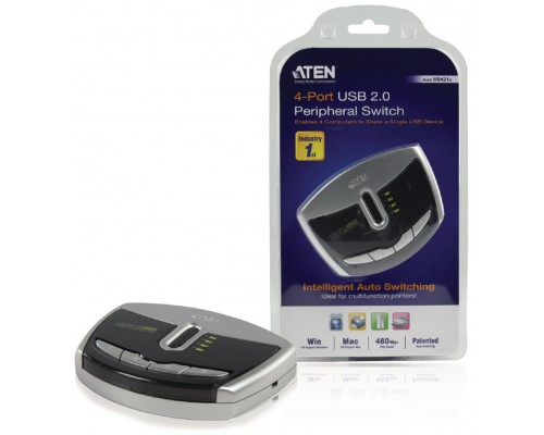 Aten Switch de periféricos USB 2.0 de 4 puertos