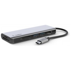 ADAPTADOR BELKIN AVC009BTSGY HUB USB-C 7 EN 1 SD, MICROSD, AUDIO, 2 X USB, HDMI, USB-C CARGA 100W