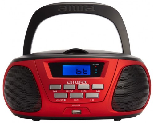 ALTAVOCES BLUETOOTH CON LECTOR DE CD MP3 Y USB AIWA BOOMBOX BBTU-300 RED BT 5.0 5W RMS RADIO FM