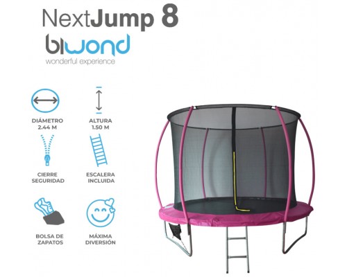 Trampolín Cama Elástica 2.44m NextJump 8 Biwond Rosa