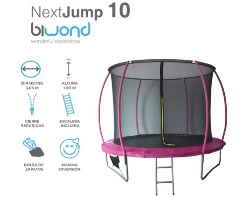 Trampolín Cama Elástica 3.05m NextJump 10 Biwond Rosa