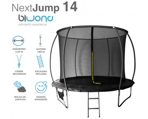 Trampolín Cama Elástica 4.27m NextJump 14 Biwond Negro