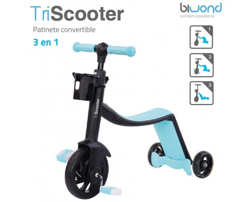 Patinete 3 en 1 TriScooter Azul Biwond