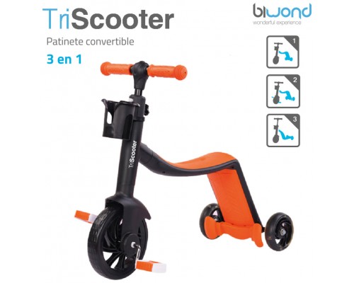 Patinete 3 en 1 TriScooter Naranja Biwond