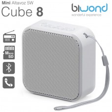 Mini Altavoz Bluetooth 5W Cube 8 Blanco Biwond