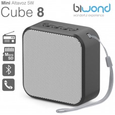 Mini Altavoz Bluetooth 5W Cube 8 Negro Biwond