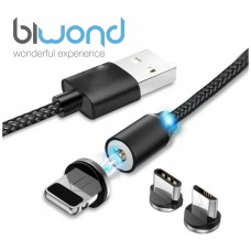 Cable USB Magnético Tipo C + Lightning + Micro USB Biwond