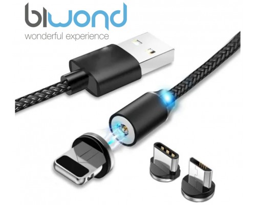 Cable USB Magnético Tipo C + Lightning + Micro USB Biwond