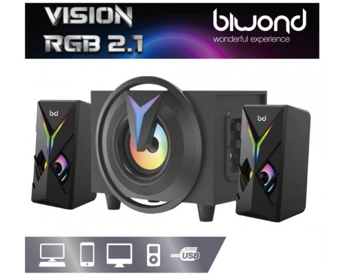 Altavoces Gaming 2x4W + 1 Woofer 8W VISION RGB 2.1 Biwond