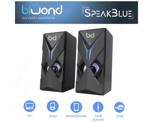 Altavoces Gaming LED Azul 3WX2 SpeakBlue Biwond